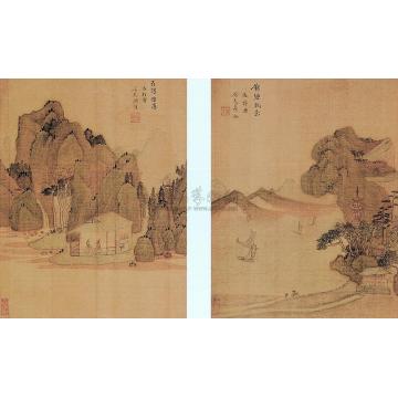 沈颢仿古山水册册页（八开选二）字画之家