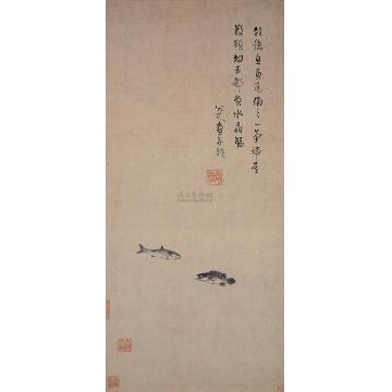 八大山人清双鱼图轴字画之家