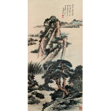 张大千1948年作仿石涛山水立轴字画之家