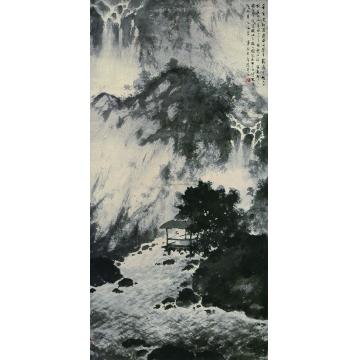 傅抱石1962年作观瀑图立轴字画之家