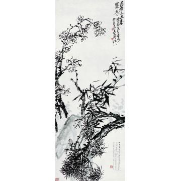 吴昌硕1923年作岁寒三友图立轴