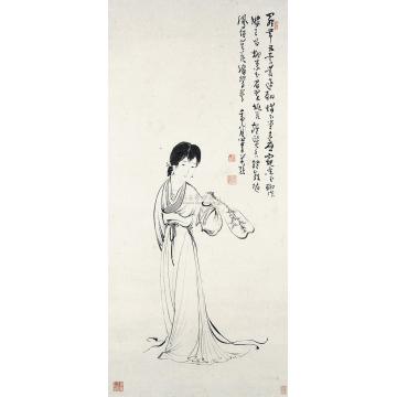 溥儒执扇仕女轴