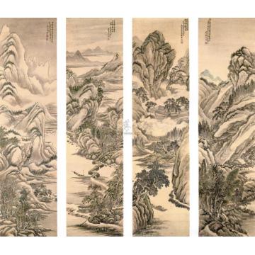 姜筠四季山水四屏