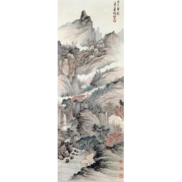 萧愻秋山静读图轴