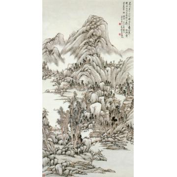 吴徵疏林山居图轴