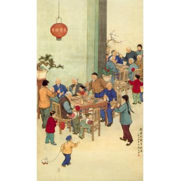 陈缘督敬老欢宴图轴