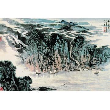 宋文治1977年作嘉陵帆影图立轴字画之家