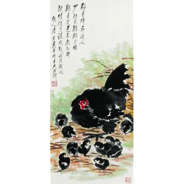唐云丙寅（1986）年作稻香鸡群图立轴字画之家