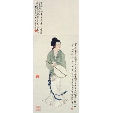 邓芬近现代纨扇美人轴字画之家