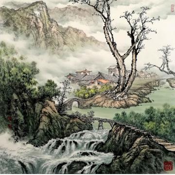 张继强国画山水山村小景字画之家