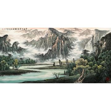 张继强国画山水云白山青万余里字画之家