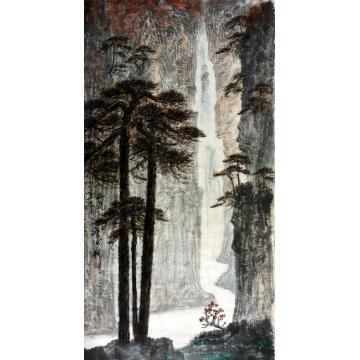 曾鲁安国画山水飞流直下字画之家