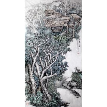 张省油画风景翠微深小村幽字画之家