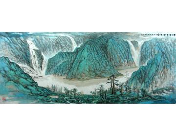 张省国画山水叠叠翠玉万重山字画之家
