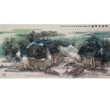 张省油画风景江南晨曲图字画之家
