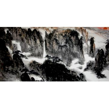 林立中国画山水黄山日出字画之家