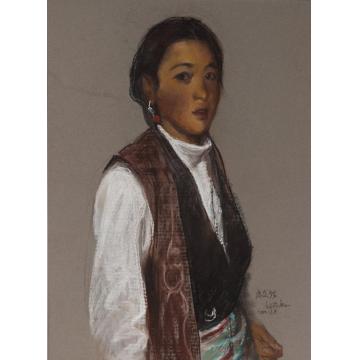 邱瑞敏国画人物康定少女字画之家