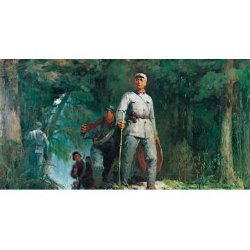 邱瑞敏国画人物战斗在罗宵山上（合作）字画之家