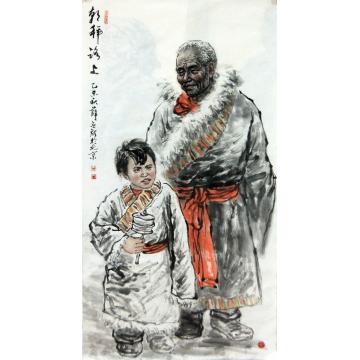 薛丕显国画人物朝拜路上字画之家