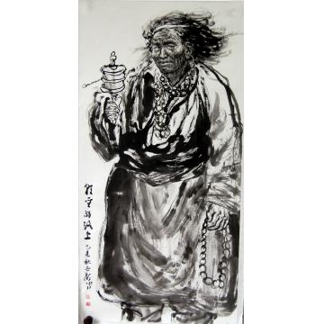 薛丕显国画人物朝圣的路上字画之家