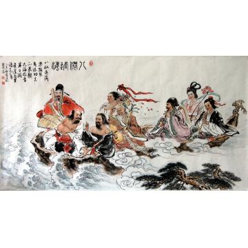 薛丕显国画人物八仙过海字画之家