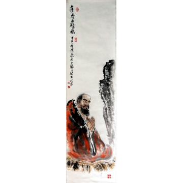 薛丕显国画人物达摩面壁图字画之家
