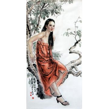 薛丕显国画人物寂寞让我如此美丽字画之家