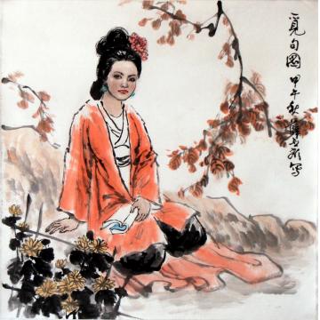 薛丕显国画人物觅句图字画之家