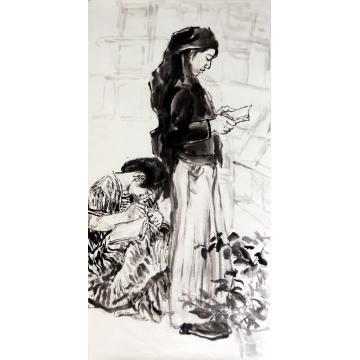 薛丕显国画人物写生作品3字画之家