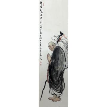 薛丕显国画人物布袋和尚图字画之家