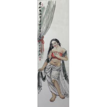 薛丕显国画人物贵妃出浴字画之家
