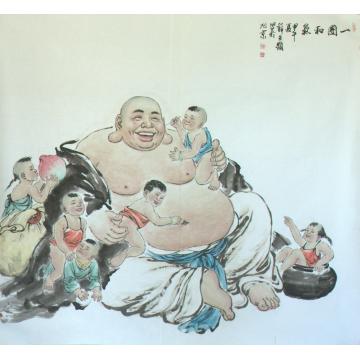 薛丕显国画人物一团和气字画之家