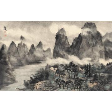 丘挺国画山水漓江烟雨字画之家