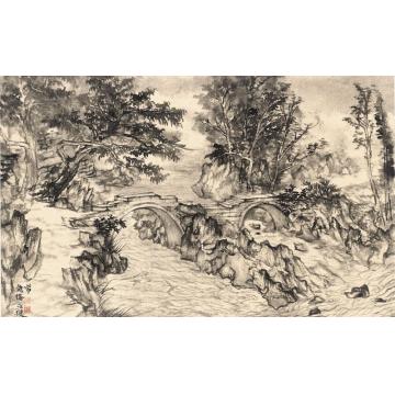 丘挺油画风景带龙桥字画之家