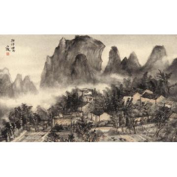 丘挺国画山水兴坪烟雨字画之家