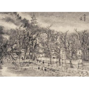 丘挺油画风景天童寺字画之家
