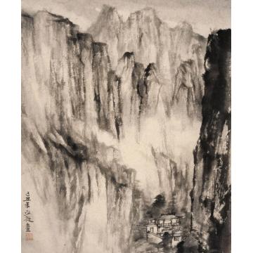 丘挺国画山水雁岩图字画之家