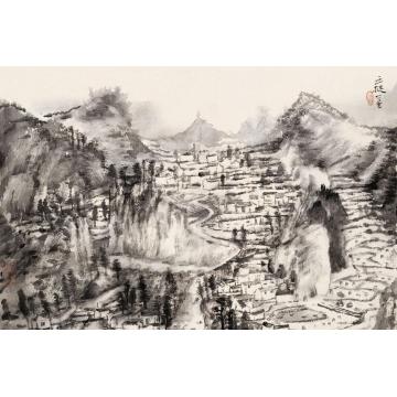 丘挺国画山水浦江写生二字画之家