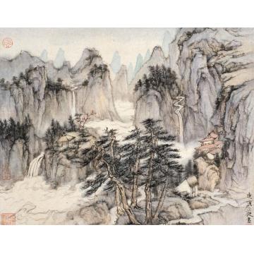 丘挺国画山水与古为徒册页字画之家