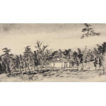 丘挺油画风景天童古道字画之家