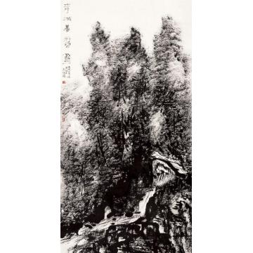 曾来德国画山水青城暮霭图字画之家