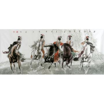 张有国画人物踏花归来马蹄香字画之家