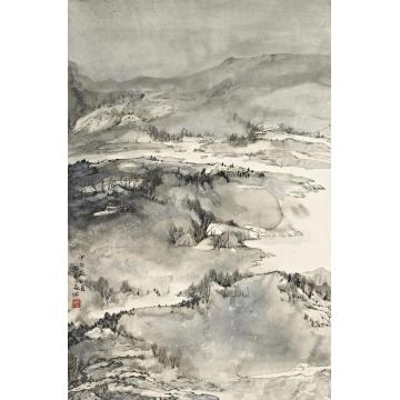 罗春波国画山水暮霭秦堤字画之家