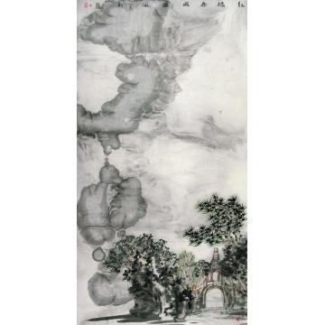 陈风新油画风景红桥春雨图字画之家