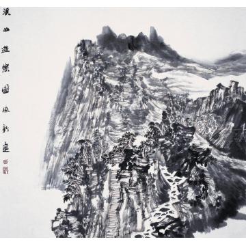 陈风新国画山水溪山游乐图字画之家