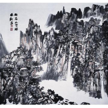 陈风新国画山水山高入云端字画之家