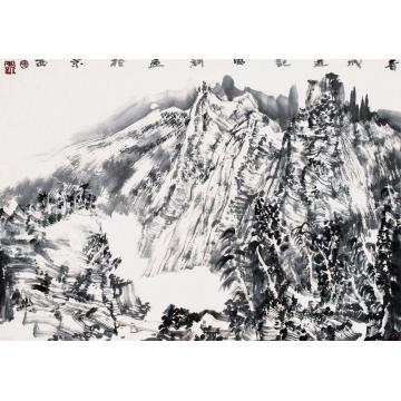 陈风新国画山水青城游记图字画之家