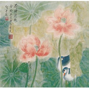 张金玲国画花鸟河塘清趣字画之家