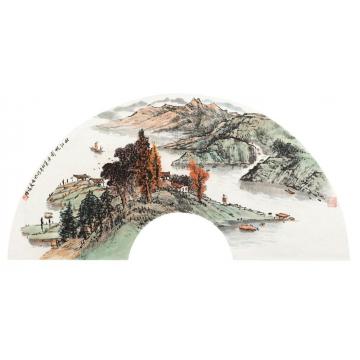 韦远柏国画山水秋江帆影字画之家