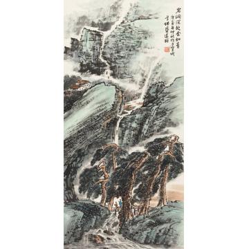 韦远柏国画山水岩涧深处会知音字画之家
